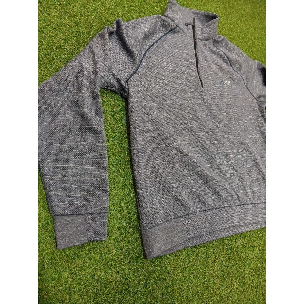 Greg Norman Sweater Men Medium Heather Gray Micro Fleece Lined Mock Neck 1/4 Zip - Picture 5 of 7